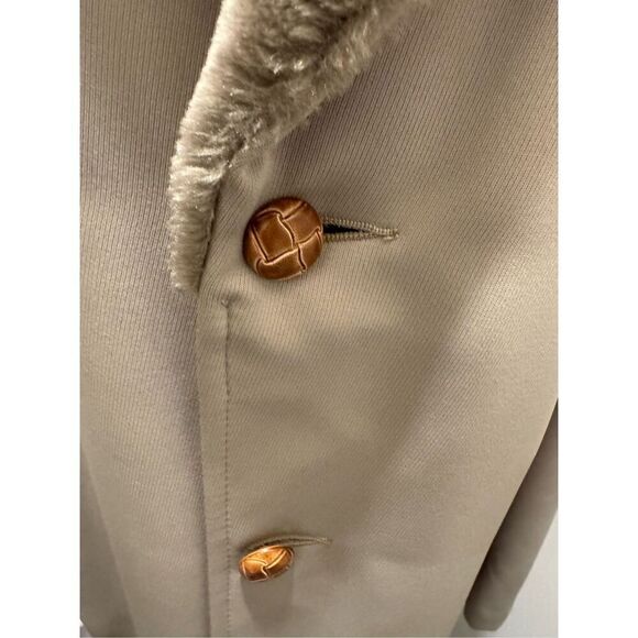 Vintage Richman Men's Button Front Faux Fur Lined Jacket Coat Tan Size 42 - Picture 4 of 15